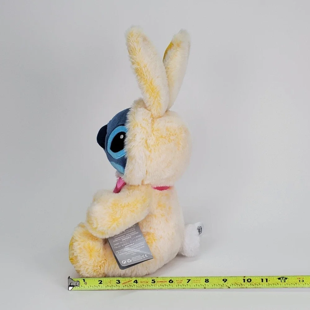 Disney Store 2021 Stitch Easter Bunny Plush Yellow Costume Pink Bow 15 Inch‎ NWT